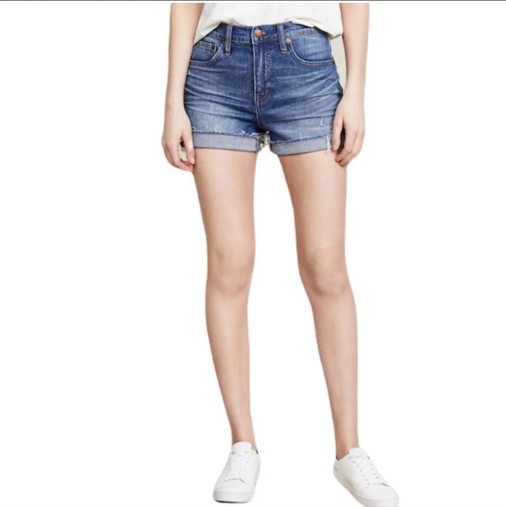Madewell High Rise Jean Cutt Off Shorts 28 Glenoaks Medium Blue Wash